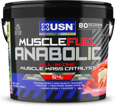 £95.39 • Buy USN Muscle Fuel Anabolic Strawberry All-in-one Protein 4 Kg (Pack Of 1) 