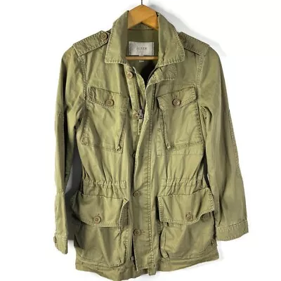 J.CREW Womens Olive Green Boyfriend Cargo Utility Jacket Button Full Zip XS • $26.23