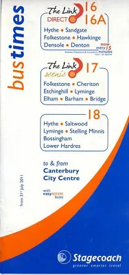 Stagecoach East Kent Bus Timetable (N110731) 16-18 Folkestone Canterbury Jl 2011 • £2.79