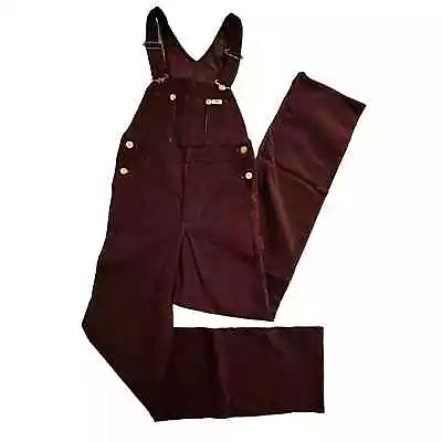 NWT Vintage 70’s Lee Burgundy Corduroy Bib Overalls 26x34 • £145.96