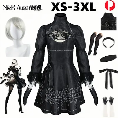 NieR Automata Yorha 2B Cosplay Costume Wig Anime Lolita Outfits Halloween Party • $21.95