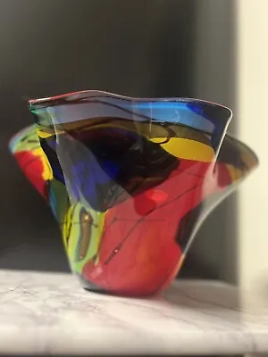 Viz Glass Inc. Large Multi Color Abstract Bowl. Authentic. Handmade Glass Art. • $100