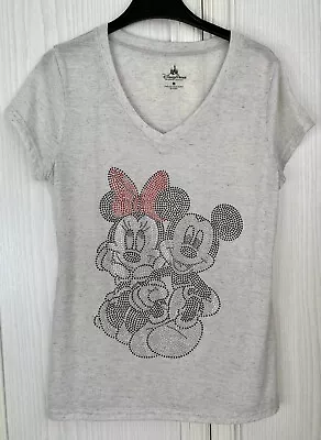 Disney Parks Mickey Minnie Mouse Embellished Studded T Shirt Top Size Medium • £9.99