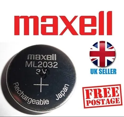 ML2032 ML 2032 Rechargeable Battery. Genuine Maxell BIOS CMOS Dreamcast K750 • £4.20