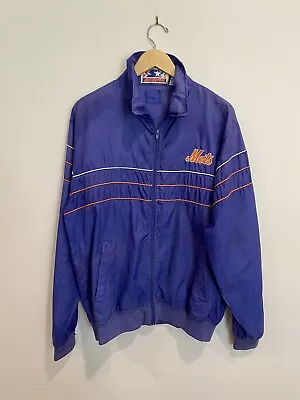 NY Mets Vintage Jacket Starter Windbreaker Full Zip Blue Lightweight • $39.99