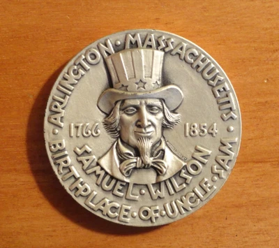 $46 • Buy .999 PURE SILVER Arlington MA Birthplace Of UNCLE SAM Medal - 38 Mm