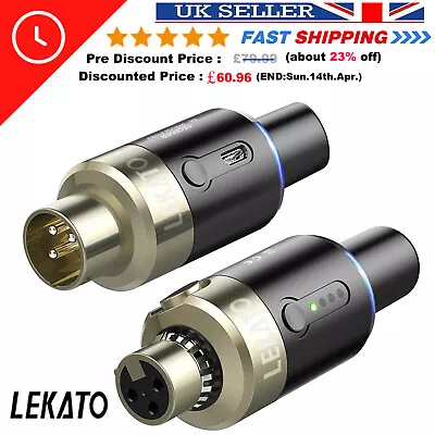 LEKATO Wireless Microphone System Transmitter Receiver 5.8GHz XLR Plug On 100FT • £60.96