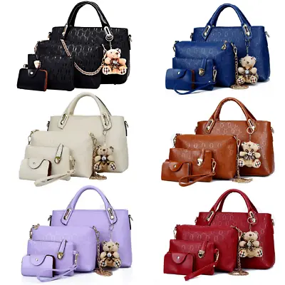$16.99 • Buy 4Pcs/Set Women Lady Leather Handbags Messenger Shoulder Bags Tote Satchel Purse