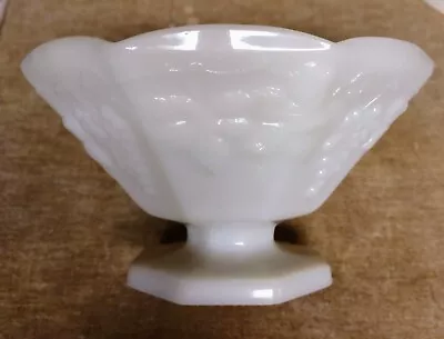 Vintage Milk Glass Pedestal Grape/Leaf Pattern Octagon Fruit Bowl  • $19.95