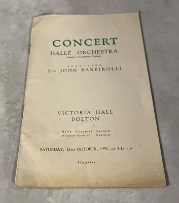 Halle Orchestra Concert - Victoria Hall - Bolton - 1951 (E15) • £9.99