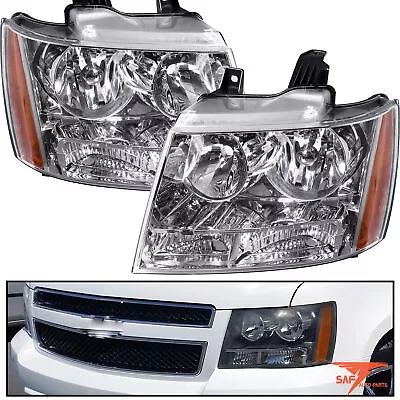 For 2007-2014 Chevy Suburban Tahoe Avalanche Clear Amber Headlights Headlamps • $78.99