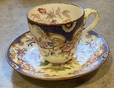 SARREGUEMINES :: 1860-1919 DEMITASSE CUP & SAUCER “Minton” 217 FLORAL FRANCE • $74.99