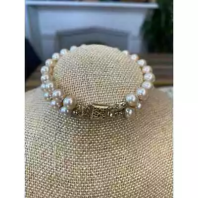 Vintage Bracelet Faux Pearl Knotted 7” Classic Simple Minimalist Double  Strand • $15.99