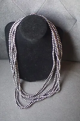 6 Strand 5-6mm AAA Gray Cultured  Pearl 24-26  Necklace/   NWOT • $29.95