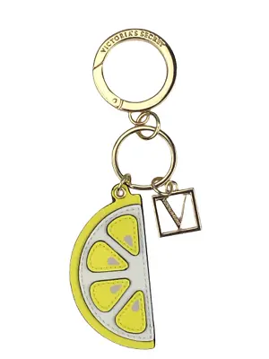 Victorias Secret Keychain Bag Charm Gold Monogram Logo Key Ring Lemon Nwt • $14.75