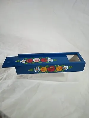 £6.50 • Buy Blue Roses And Castles Hand Painted Wooden Pen Case With Lid Barge Ware #01
