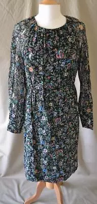 Megan Park Black Floral Long Sleeve Dress Size 6 NWT $399 • $68