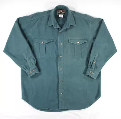 Vintage Moose Creek Legendary Clothing Chamois Cloth Flannel Shirt Green Men's L • $17.99