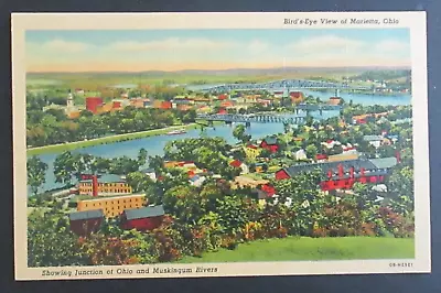 Birdseye View Of Marietta OH Unposted Linen Postcard • $2.25