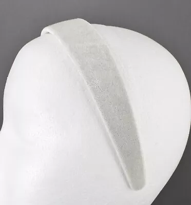 White Cream Velvet Headband Soft Velour Hair Accessory 1.25  Wide Plain Classic • $5.99