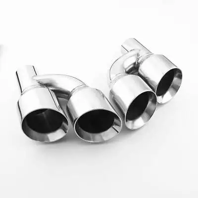 Quad 4  Out Exhaust Tailpipe Tips 2-1/2  In Stainless Steel Staggered Dual Wall • $299.16