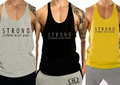 Men's Gym Bodybuilding Stringer Muscle Training Cotton Fitness Y-Back Tank Top • $26.99