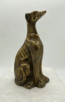 Vintage  Brass Greyhound Whippet Dog Figurine Statue Brass Sitting • $33.44