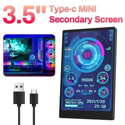 3.5 Inch IPS USB Type-C Mini Screen AIDA64 PC CPU RAM HDD Data Display Monitor • $25.37