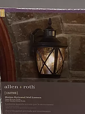 Allen + Roth Castine 1-Light 16.25-in Bronze Motion Sensor Outdoor Wall Light • $90