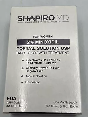 Shapiro MD Minoxidil 2% Hair Regrowth Topical Solution For Women - 2oz Exp 05/24 • $15