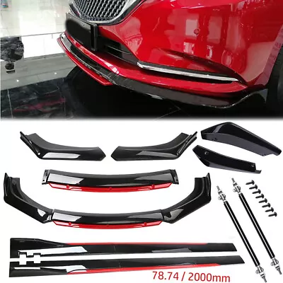 For Mazda 3 Sedan Front Bumper Lip Spoiler Body Kit+Side Skirt Glossy Black+red • $99.99