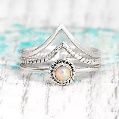 3 Set Statement Ring 925 Sterling Silver Ring Stackable Ring Women Ring HM459 • $15.79