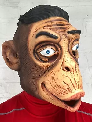 Funky Monkey Chimp Animal Mask Latex Full Head Adult Black Elvis Quiff Hair • $20.93