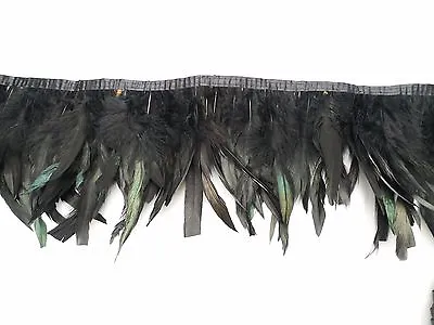 Black Green Feather Boa DIY Wrap Cape Shawl Poncho Skirt Stole-50cm FW002 • $5.99