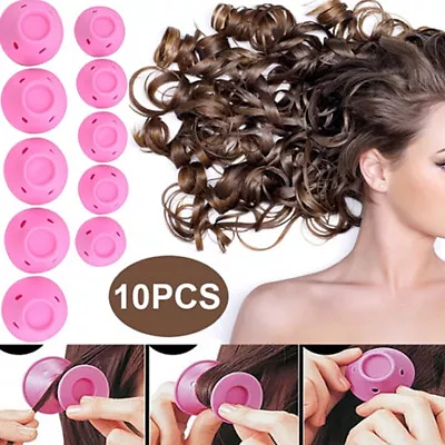 10pcs Soft Rubber Magic Hair Care Rollers Hair Curler Wave Styling Salon Tools • £2.51