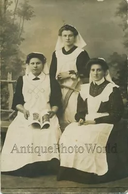 Young Nurses In Uniforms Aprons Antique Photo Russia • $25.31