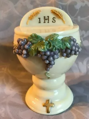 VINTAGE ~ AUTOM CATHOLIC  IHS  CHALICE COIN BANK With STOPPER ~ RARE • $17.58