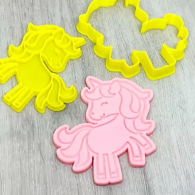 Unicorn Cookie Cutter & Fondant Stamp (style 1) - Girl's Birthday Party • $11.95