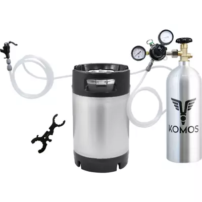 2.5 Gal KOMOS® Homebrew Kegging Kit | Ball Lock Keg | Corny | Premium Dual Gauge • $290