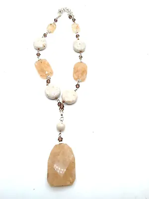 Premier Designs  Silver Tone Natural Rutilated Quartz And Stone 24 In Necklace • $11.88