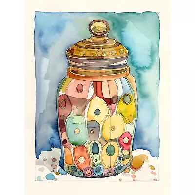 Glass Cookie Jar With Sweets Modern Folk Art Huge Wall Art Poster Print Giant • $31.89