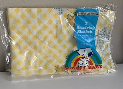 Vtg NEW! 1958 Pair Snoopy Woodstock Peanuts Baby Blanket Determined Production • $149.99