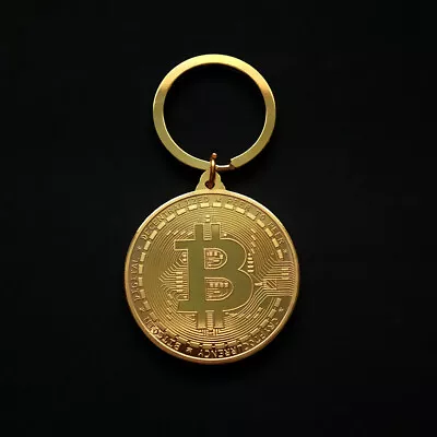Key Chain Money Zinc Alloy Home Decor Souvenir Gift Portable Bitcoin Shape Round • $10.88