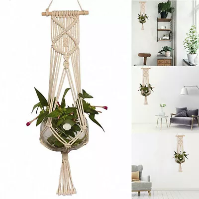 Macrame Plant Hanger Cotton Rope Flower Pot Hanging Planter Basket Holder Decor • £7.57