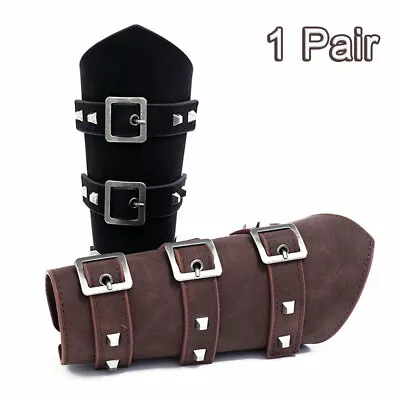 Middle Ages Steampunk Knight Leather Arm Protector Belt Bracer Wrap Gauntlet • $12.99