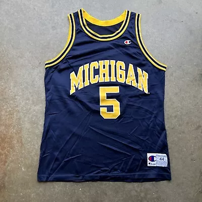 Vintage 90’s Michigan Wolverines Fab Five 5 Jalen Rose Champion Jersey Sz 44 • $99.95