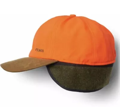$44.99 • Buy Filson Hat Cap Insulated Blaze Orange Tin Cloth 11060074 Tan LARGE 10 Mile Waxed
