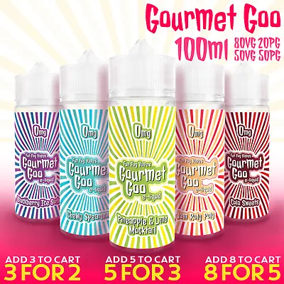 £6.49 • Buy E-Liquid 100ml GOURMET GOO Vape Juice Premium 50/50 & 80/20 VG PG 0mg Short-Fill