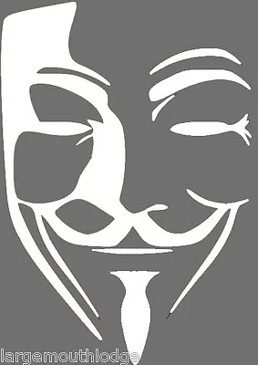 White Anonymous Anon Mask V For Vendetta  Vinyl Decal Sticker Car Truck Window  • $3.99