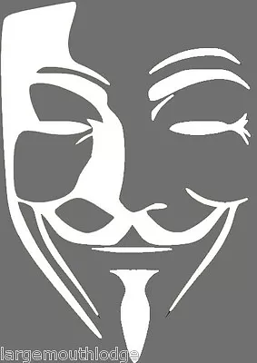 $3.99 • Buy White Guy Fawkes Mask V For Vendetta  Vinyl Decal Sticker Car Truck Window 